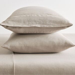 NWT! Pottery Barn King 100% Belgian Flax Linen Pillowcase Pair Hemstitched